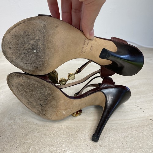 Giuseppe Zanotti Heels Size 35.5 Genuine Leather Made In Italy - Picture 2 of 4