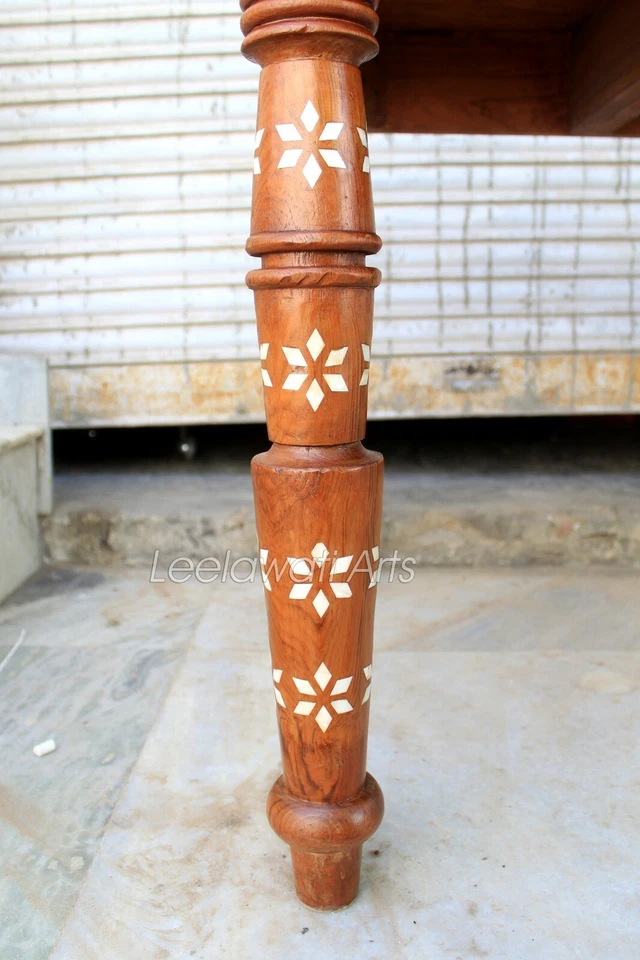 Antique Look Teak Wood Table Handicraft Furniture Table - Image 2 of 4