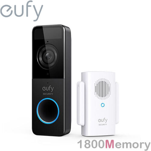 eufy Security Slim 1080p Wireless Video Doorbell Security Camera w Mini Repeater - Foto 1 di 3