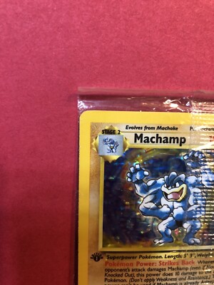 pokemon card first edition machamp Machamp Pokemon Base Set 2-Player CD Starter 1st Edition Cosmos Holo #8 CGC  7.5 main image 1
