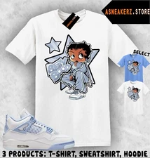 Shirt Match AJ 4 Aluminum Forget Me Not Sneaker Matching Tee Sneakerhead Betty