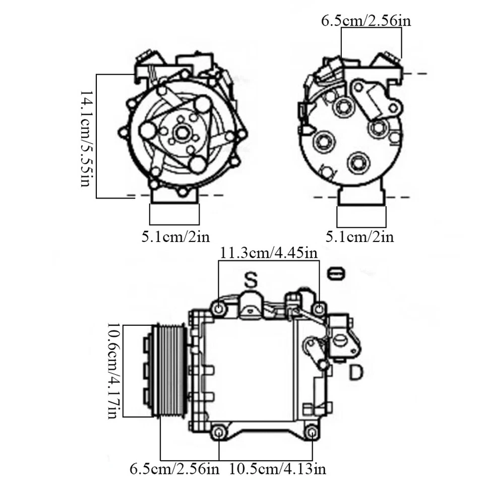 NEW AC Compressor Fits Honda CR-V 2.4L 2007 2008 2009 2010 2011 2012 - Image 2 of 4