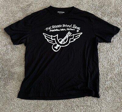 True Religion Unisex XL Black Graphic Print T-shirt 100% Cotton