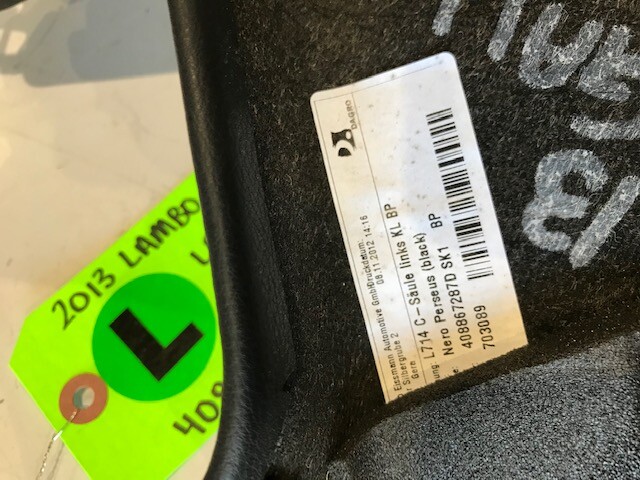 13 LAMBORGHINI GALLARDO LP560 OEM LEFT BLACK LEATHER B-PILLAR TRIM 408867295