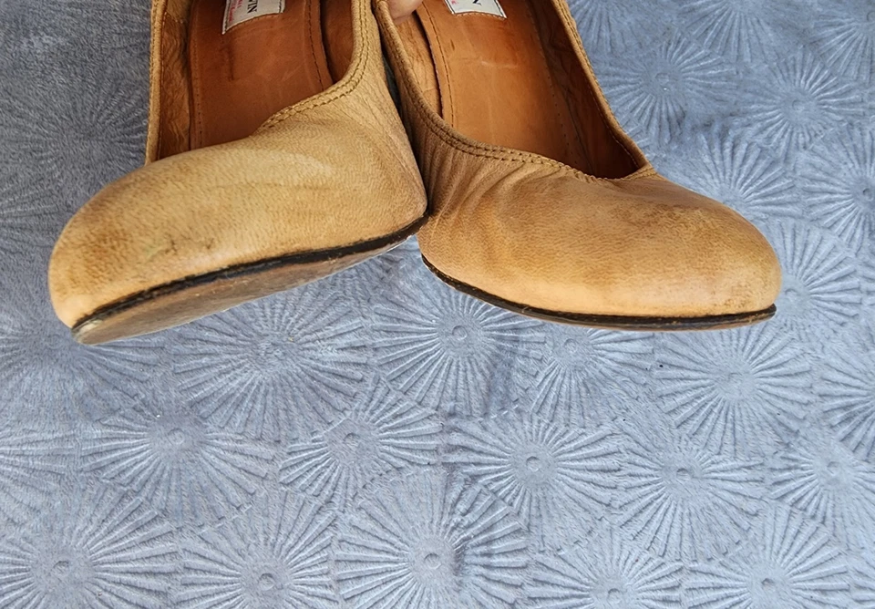 LANVIN Leather Ballerina Wedge Elasticated Snake Platform Slip On Pumps Sz 9.5 - Image 4 of 4