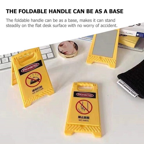 2 Pcs Warning Street Sign Makeup Mirror Travel Folding Hand Small Pocket - Picture 4 of 12