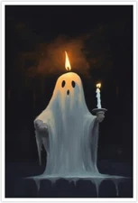 Halloween Little Ghost Poster Photo Print Spooky Wall Decor Reproduction 17 X 12