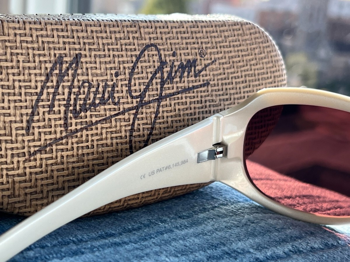 チーク HALU-HALU Maui Jim Lehua 203 05 Pearl White Frame + Maui Rose Polarized Lens