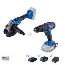 Drill and grinder 20V with 2 batteries and charger ixes Scheppach.