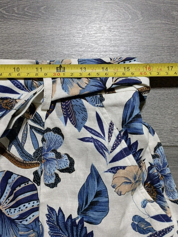 Pantalones Cortos de Verano Dalia Adulto Mujer Medianos Floral Corbata Frontal Mezcla de Lino Foto 4 de 4