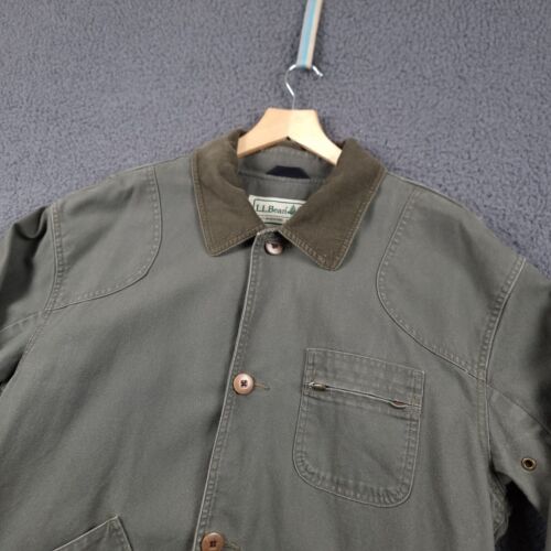 Chaqueta LL BEAN De Colección Para Hombres M Mediana Verde Granero Campo Abrigo Caza Franela Forrada - Imagen 2 de 9