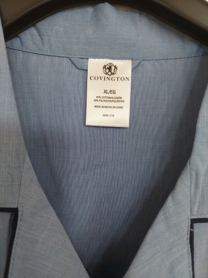 Covington Мужская синяя пижама верхний длинным рукавом ночная рубашка карман гостиной Sleepwear - Изображение 2 из 4