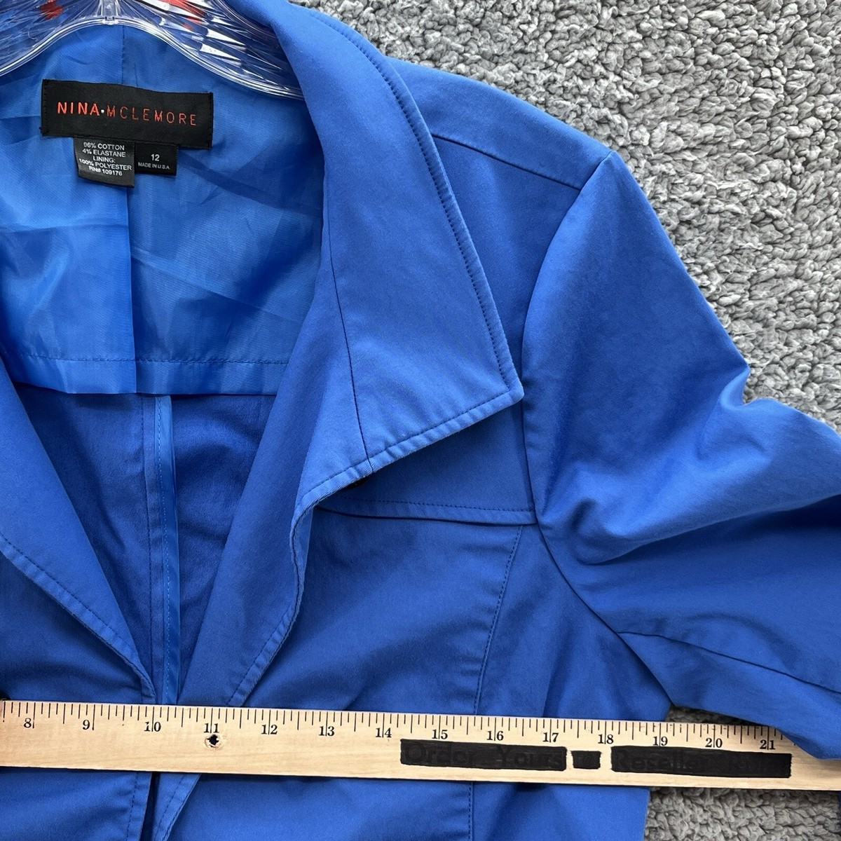 【myu】 Nina Mclemore Blazer Womens 12 Blue Tailored Cotton Twill Open