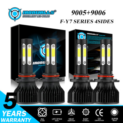 4Sides 9006 9005 LED Headlight Bulb Hi/Lo for 1998-2015 MACK Vision CX CXN Truck