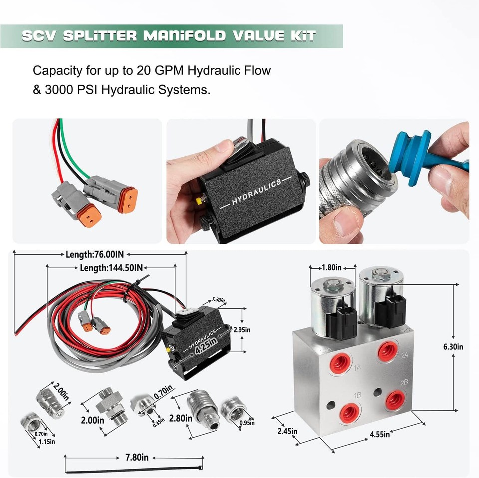 Hydraulic Multiplier SCV Splitter Selector Diverter Valve Kit Coupler ...