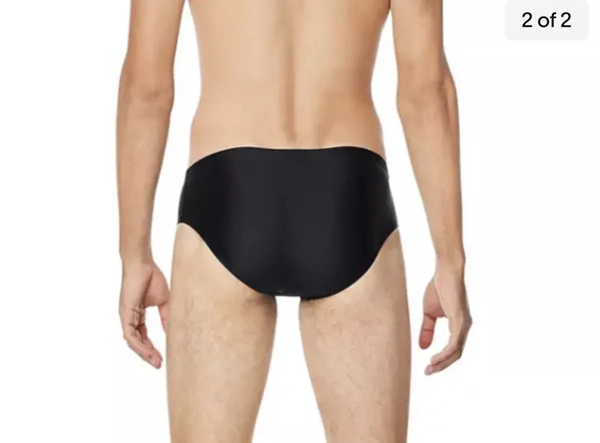 32 Speedo Mens Swimsuit Brief Powerflex Eco Solid Adult New Black