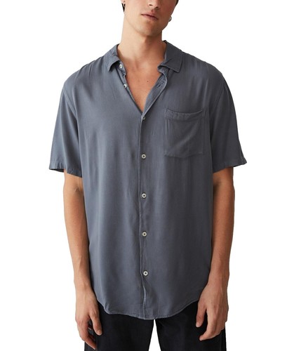meijer dress shirts Meijer cotton short sleeve button down blue Shirt adult men's Medium NEW