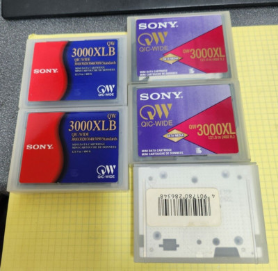 5x SONY QIC-Wide MINI QW Datenkassetten: 2x 3000XLB & 3x 3000XL