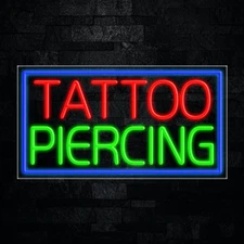 Tattoo Piercing LED Neon Sign 33"L x 18"H #31119