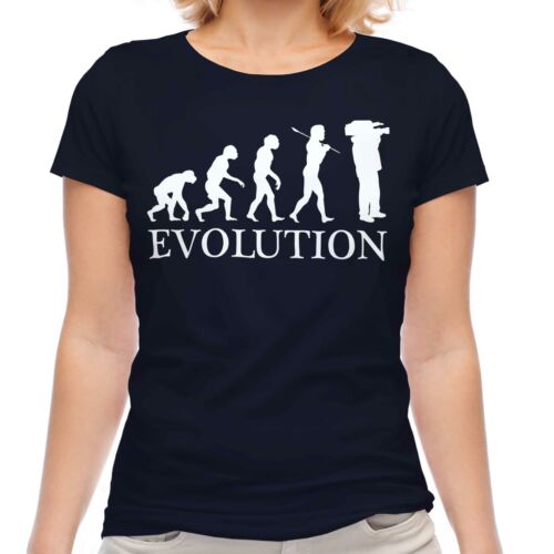 CAMERAMAN EVOLUTION OF MAN LADIES T-SHIRT TEE TOP GIFT PHOTOGRAPHER CAMERA - Picture 1 of 21