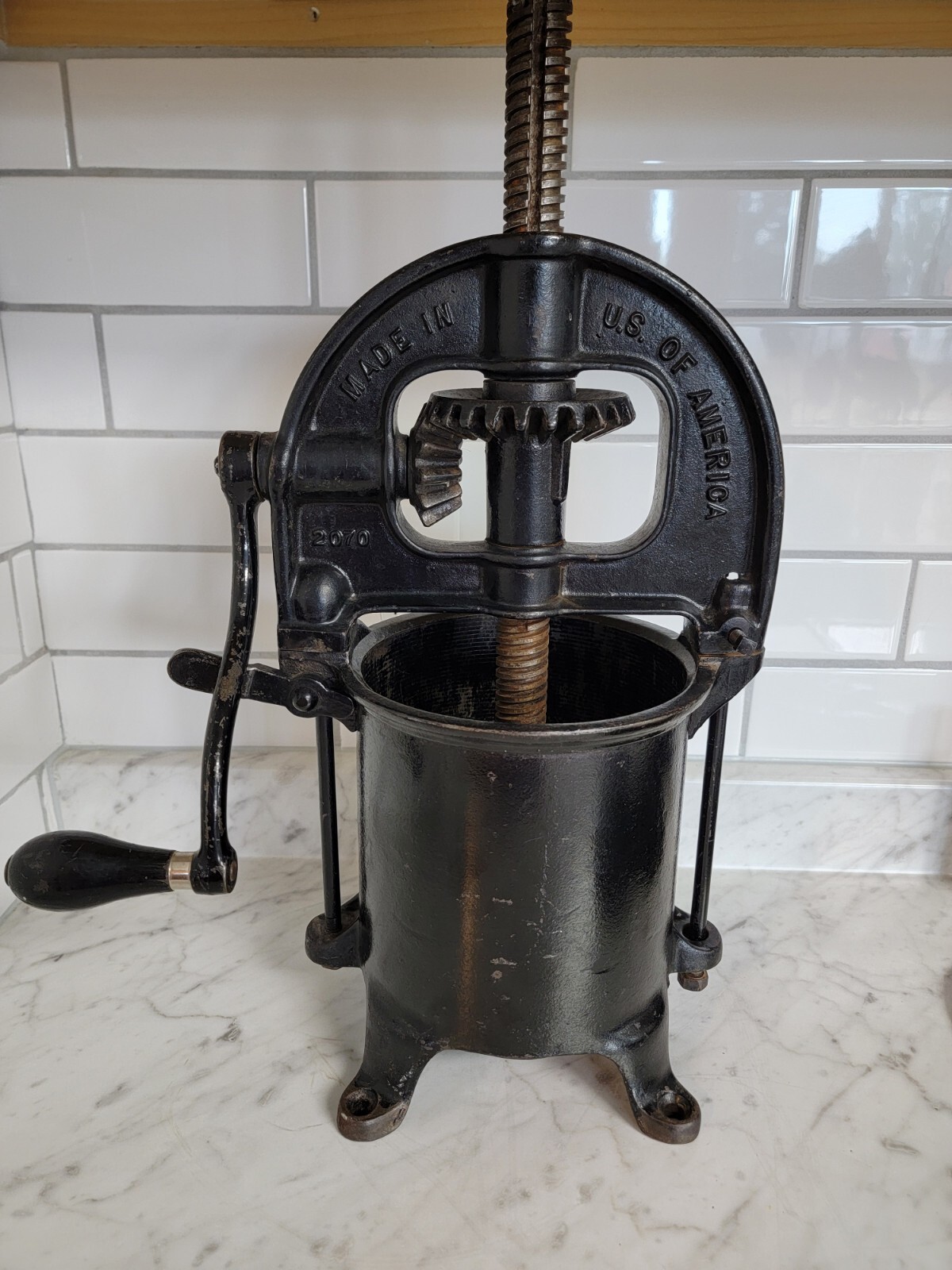 Vintage Cast Iron Enterprise Sausage Stuffer No 25 4qt Lard Fruit Press