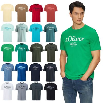 S.OLIVER Herren T-Shirt Baumwolle Rundhals kurzarm Logo Aufdruck Print 1 Stück