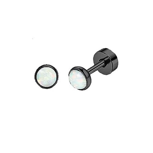 1Pair Black Earrings Stainless Steel Zircon Imitation Pearl Ear Stud Flat Back - Picture 48 of 49