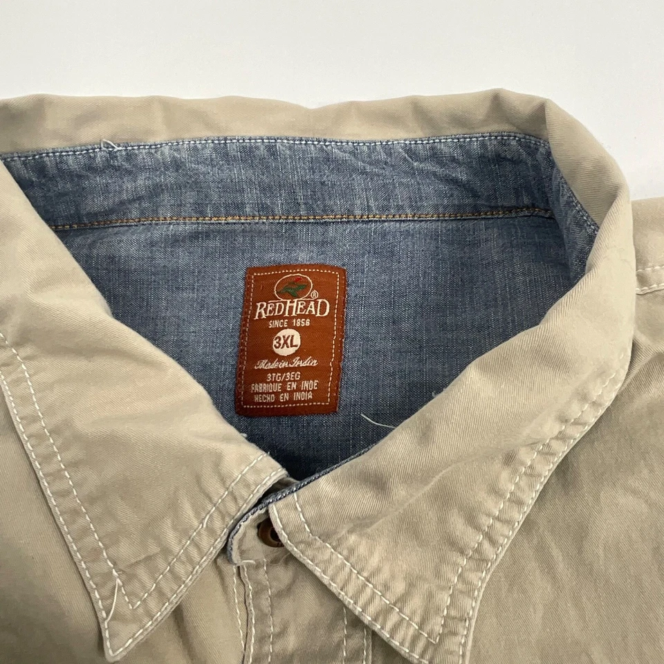 RedHead Button Up Shirt - Short Sleeve Beige Casual Wear - 3XL - Image 2 of 4