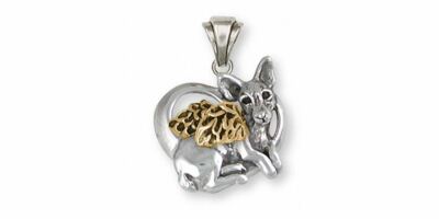 Rat Terrier Angel Pendant Jewelry Silver And Gold Handmade Dog Pendant RTT1-TNAP