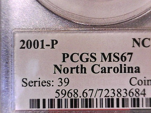 2001 P North Carolina Washington State Quarter PCGS MS 67 72383684 - Picture 3 of 3