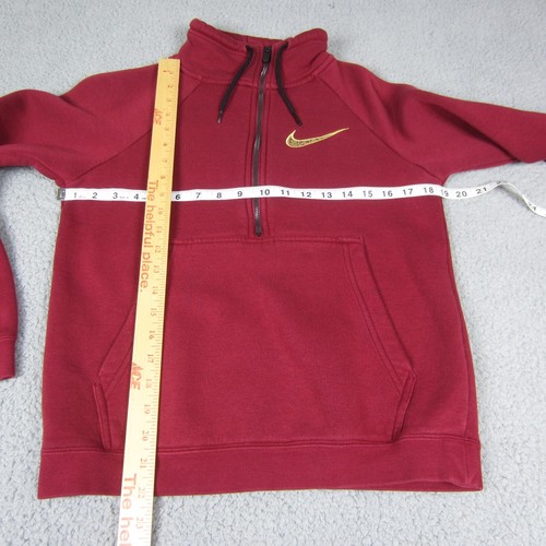 Nike Sweatshirts Womens XS Red Sportswear Rally 1/2 Zip Gold Swoosh BV3107-010 - Picture 9 of 14