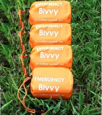4 Pcs Emergency Sleeping Bag,Survival Bivvy Camping Sack Winter Blanket Whistle