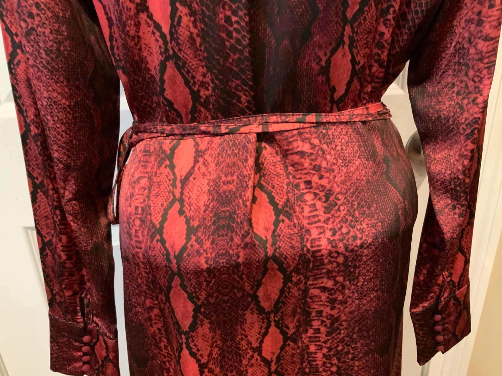 Andamane Beverly Wrap Dress Red Python Print, Siz… - image 9