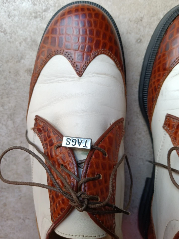 Etiquetas Zapatos de Golf Mujer Blanco Óxido Patrón de Reptiles Italia Talla 6 M Foto 3 de 4