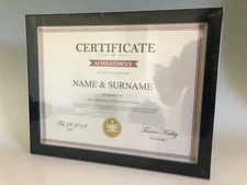 Document Frames Wood & Glass 8.5x11 Certificate Wall or Tabletop Set of 5 Black