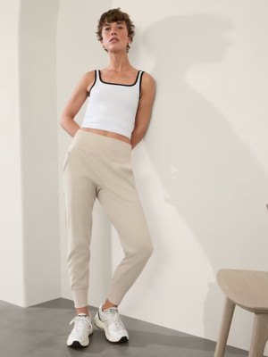 Athleta XLT XL TALL Venice High Rise Jogger, Abalone Beige Pants Casual Joggers