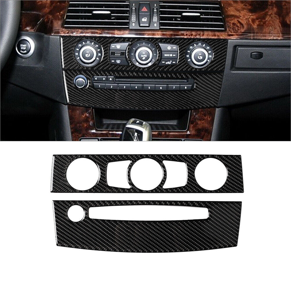 Carbon Fiber Interior Central Console Cover Trim For BMW 5 Series