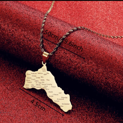 Wonderful 18k Gold Plated Kurdistan Kurdish Flag & Map All Kurdish City Names