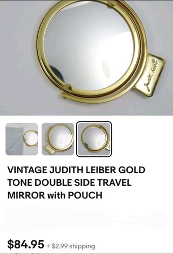 Specchio compatto bifacciale Judith Leiber tono oro vintage - Foto 16 di 16
