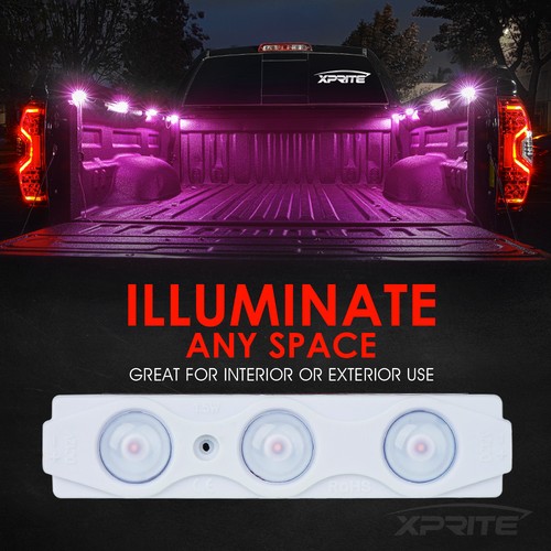 Xprite 8 piezas Kit de luces LED de roca púrpura camioneta de carga iluminación de cama con interruptor - Imagen 3 de 7