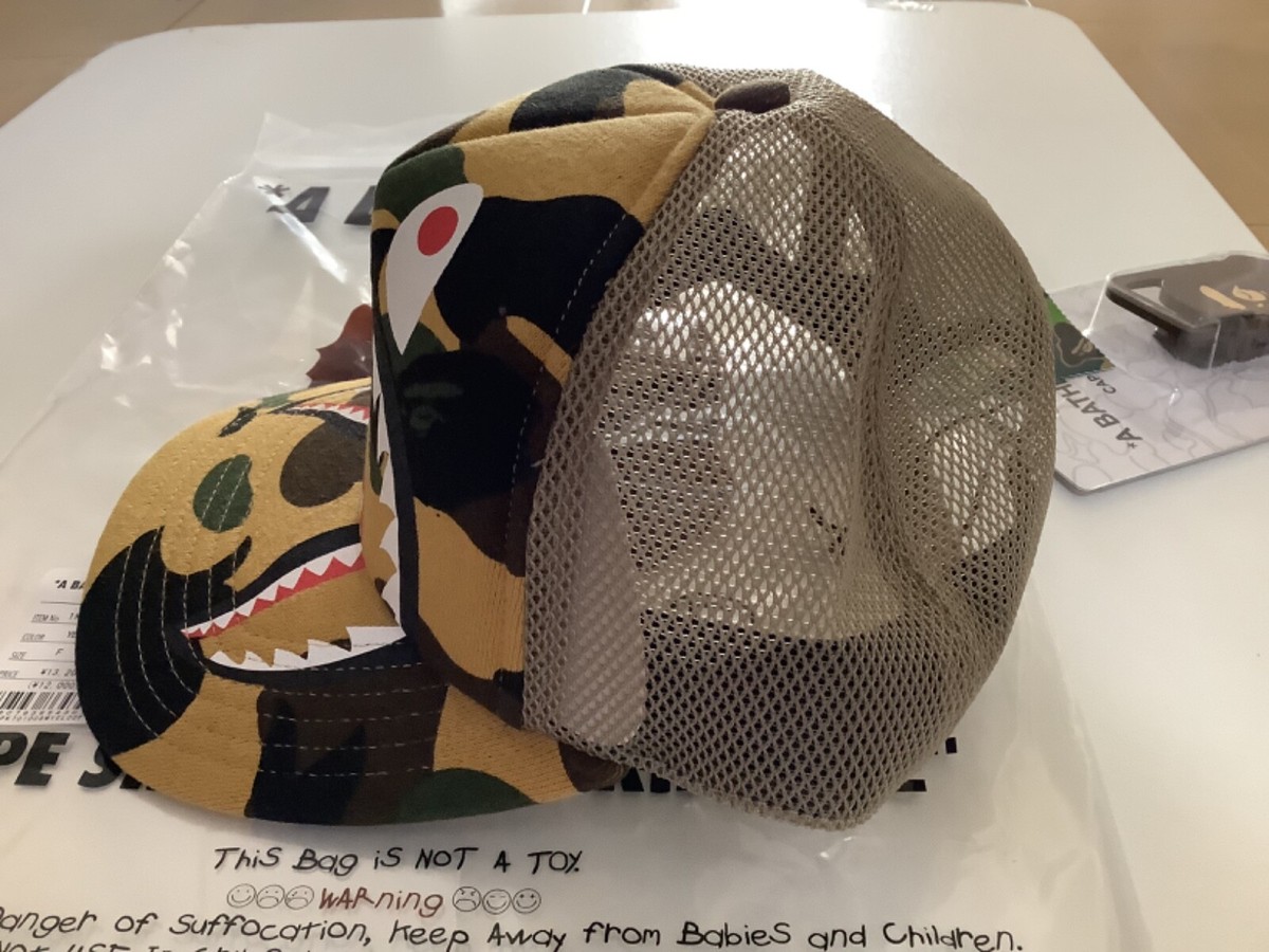 アベイシングエイプ 1ST CAMO SHARK MESH CAP YELLOW ONENESS_0042_BAPE-SHARK-