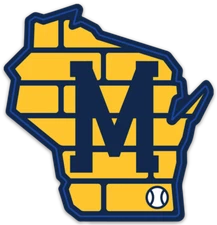 Milwaukee Brewers Classic Baseball State Logo Type MLB Baseball Die-Cut MAGNET