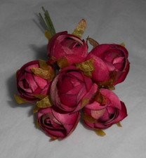 Satin ROSE millinery Vintage lk 6 silk ROSE BUD cloth flowers ALEXANDER dolls
