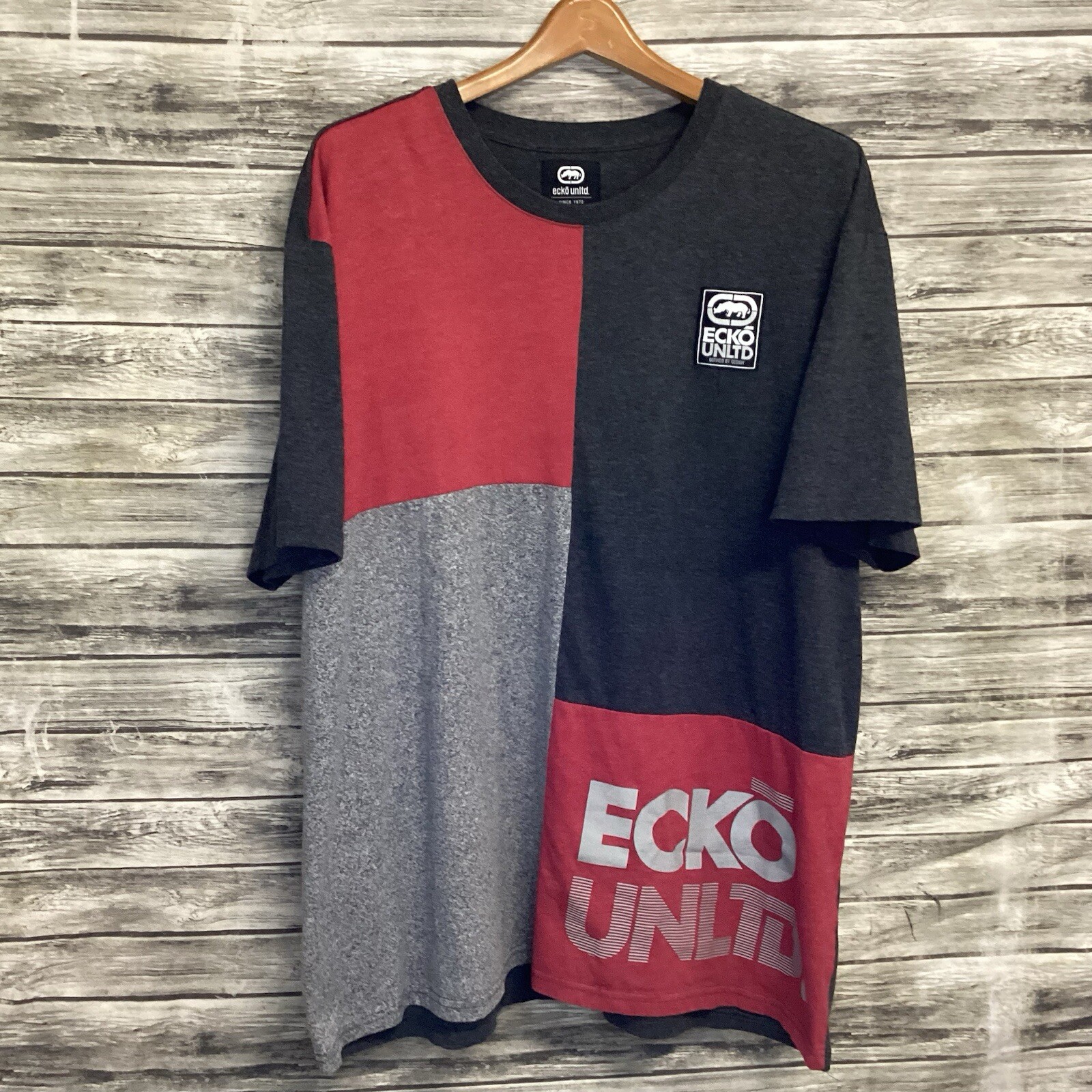 Ecko Unltd Shirt Mens 3XL Colorblock Streetwear Graphic Tee Hip Hop Y2K