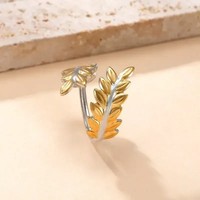 Offener Blatt Ring Gold Edelstahl 18K Vergoldet Verstellbar Wasserfest Unisex