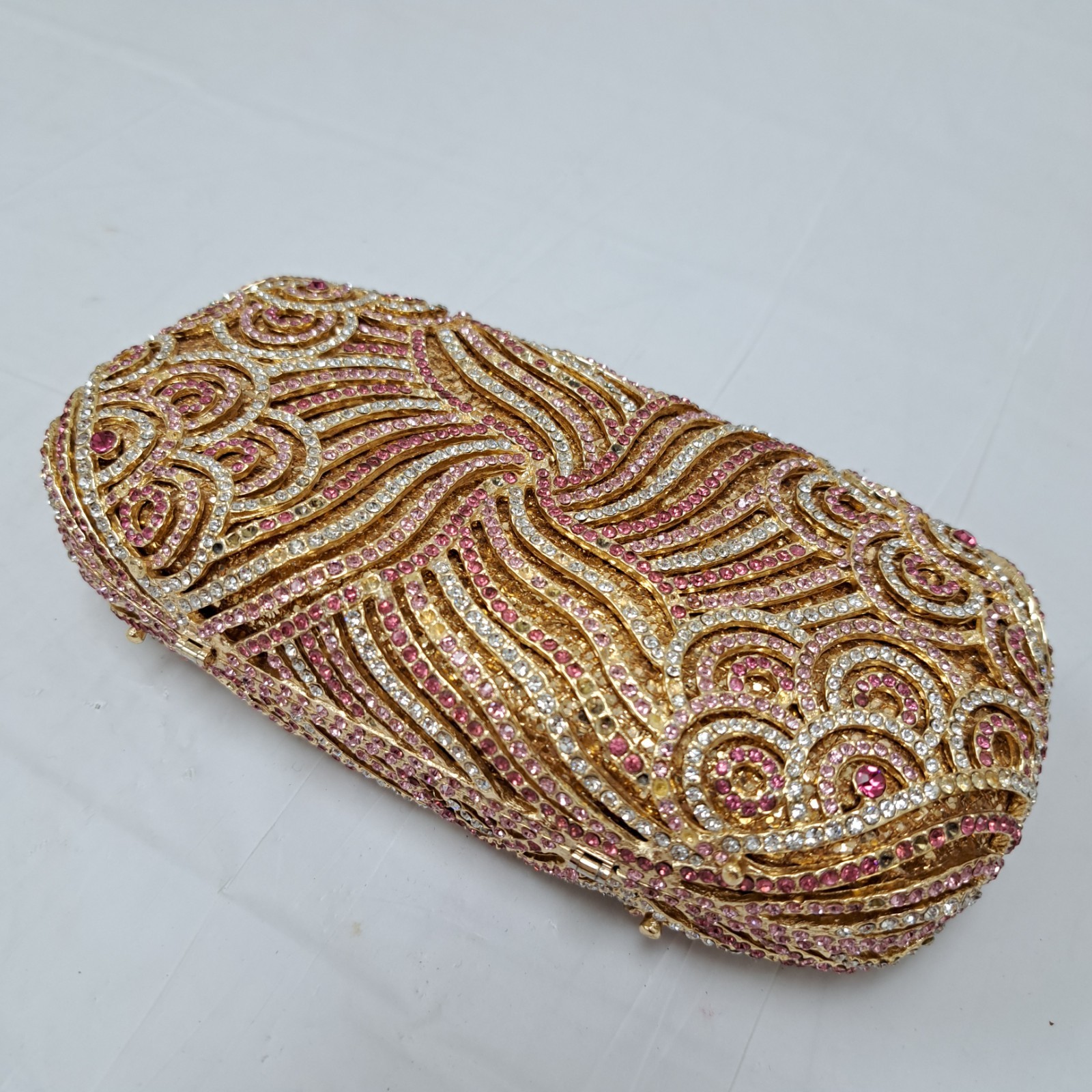 RHINESTONE ENCRUSTED RECTANGULAR CLUTCH Gold (w/p… - image 1