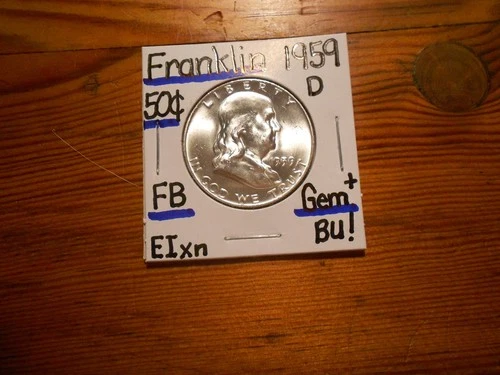 1959D silver Franklin Half Dollar Gem BU+ BEAUTY!!!! FBL!!!! LOOOOOOOOK!!!!!!