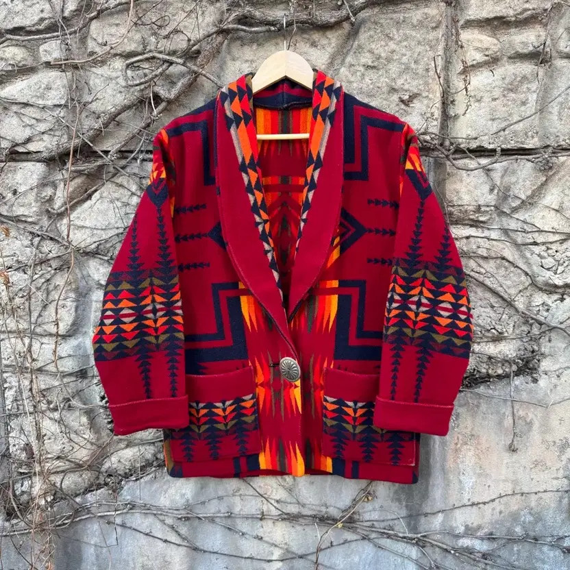 Vintage Native Wool Blazer with Pendleton Pattern… - image 1