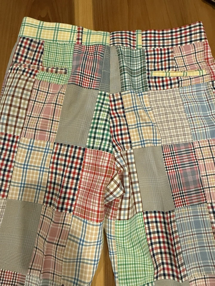 Vintage Sakowitz Madras Patchwork Plaid Pants Size 36x30 Halloween Costume Clown - Image 3 of 4