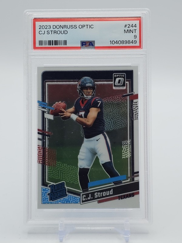 C.J. STROUD 2023 DONRUSS OPTIC RATED ROOKIE BASE #244 TEXANS PSA 9 Q6222